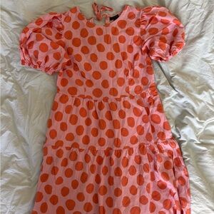 Pink and Orange Polka Dot Maxi Dress Size medium